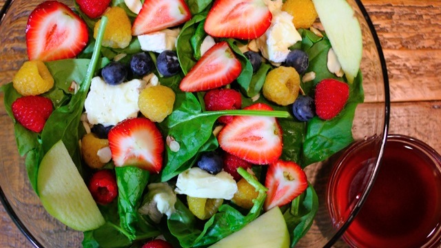 Cindy S Kitchen Recipe Brie And Berry Salad With Raspberry Nectar Vinaigrette